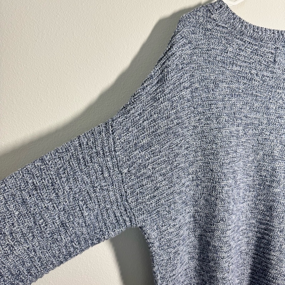 Joie Heathered Blue Ribbed Knit Sweater Size XL Winter Fall Buttons Crew Neck - Picture 7 of 9
